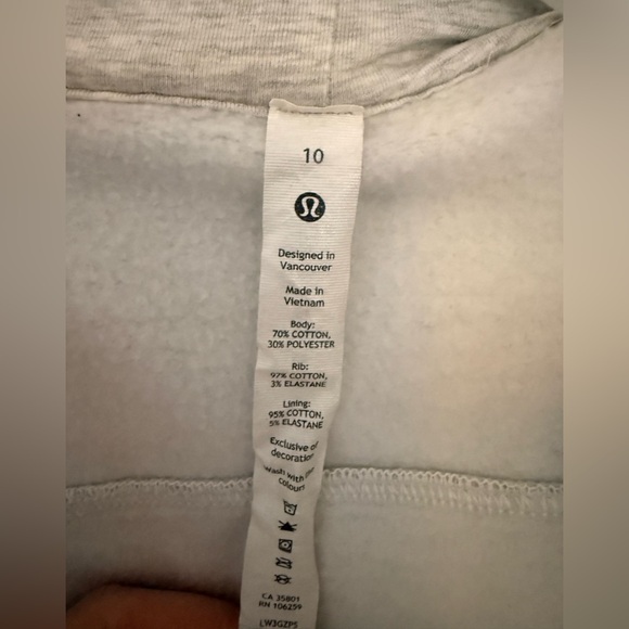 Lululemon Cropped Scuba Hoodie Heathered Core Ultra Gray 10 Sweatshirt Full Zip - Picture 2 of 5